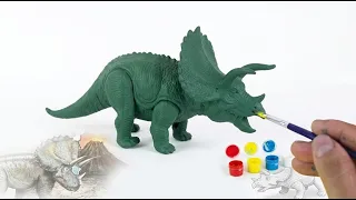 Pintando un dinosaurio TRICERATOPS de Juguete (paso a paso) | How to draw a Triceratops Joy Easy!