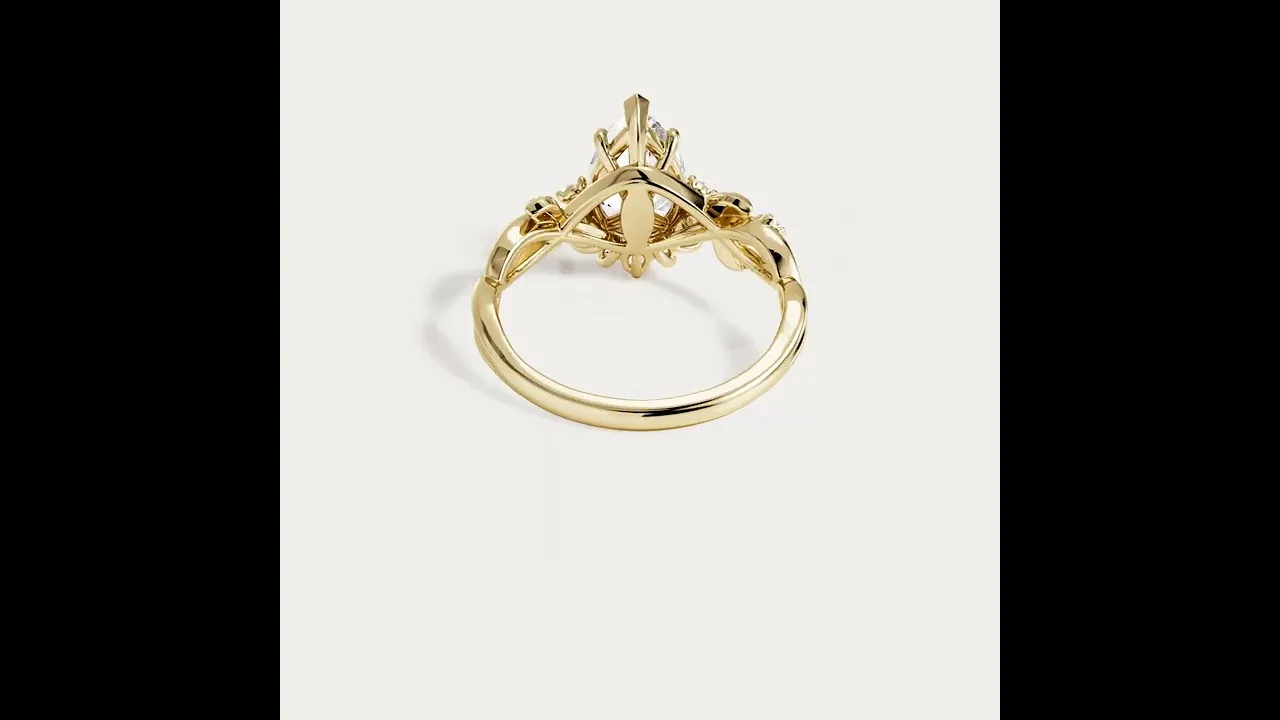 Diane丨Pear Cut Lab-Diamond Botanical Vine Twisted Shank Engagement Ring