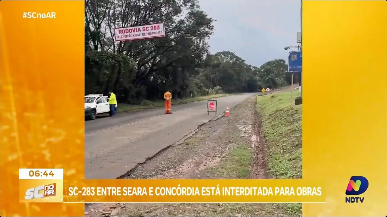 SC-283 entre a Seara e concórdia é interditada para obras