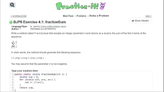 Java Practice It 4 1 fractionSum for loop summation int method double return