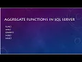 Aggregate Functions In SQL Server