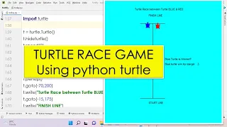 Turtle Race Game using python turtle python turtle for beginners python turtle project fortify
