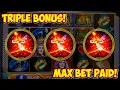 Lagu TRIPLE BONUS MAX BET PAID - BIG WIN on The King And The Sword Slot Machine!  WMS Classic Live Play