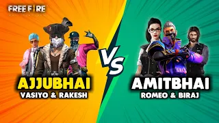 three vs three best game with rakesh vasiyo romeo and amitbhai garena free fire