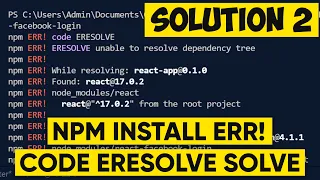 Npm ERR code ERESOLVE react Npm install error in visual studio code SOLUTION 2
