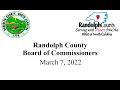 Randolph County NC Board of Commissioners March 7 2022