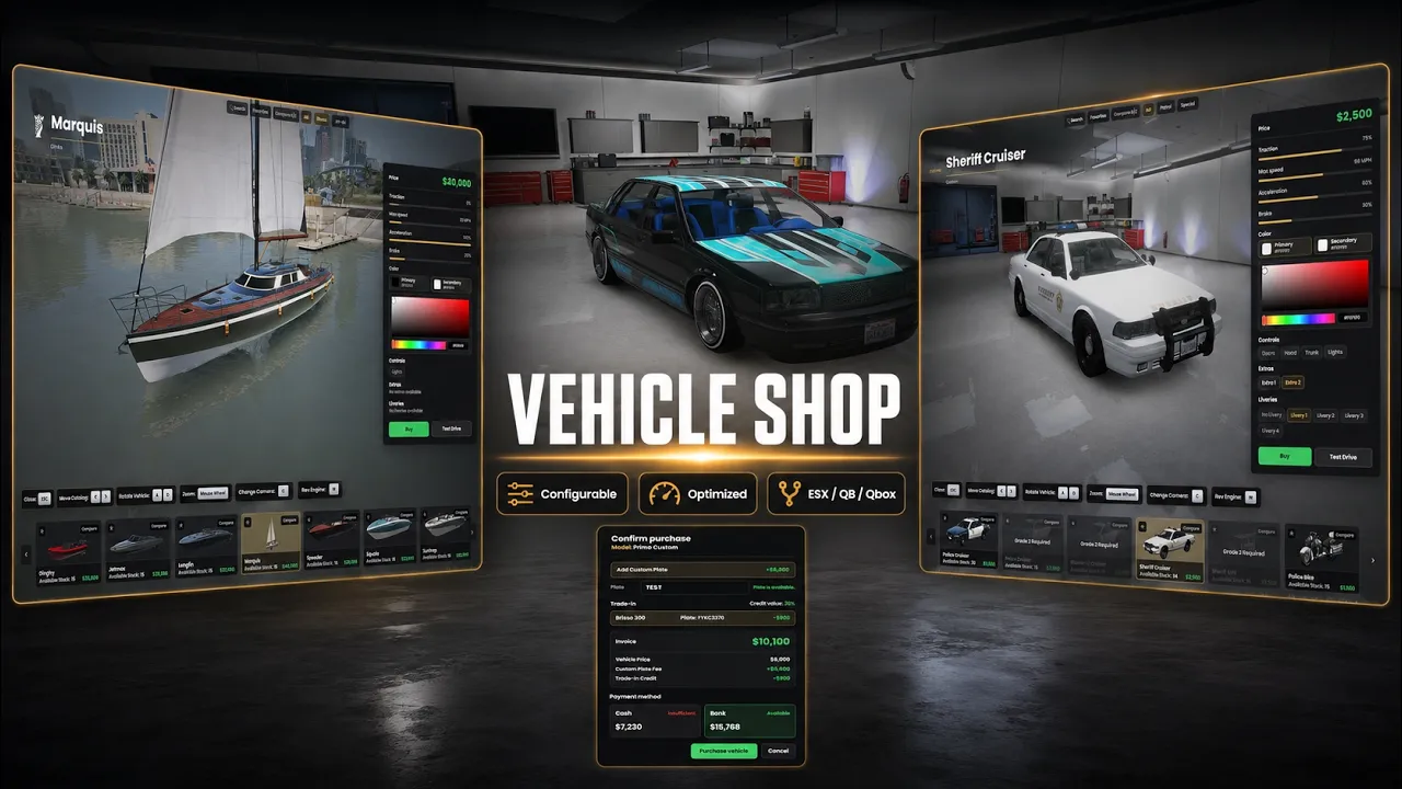 Vehicle Shop [ESX-QB-QBox]
