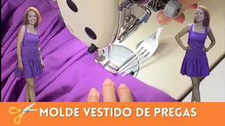 Molde vestido corpinho de recortes e saia de pregas Alana Santos Blogger
