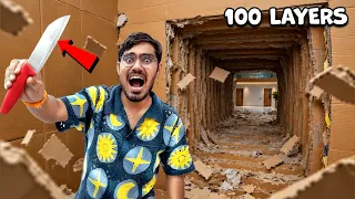 Locked in 100 Layers of Cardboard Challenge😰| क्या मैं इस से बाहर निकल पाऊँगा? Almost Impossible