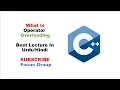 What is Operator Overloading C Lecture in