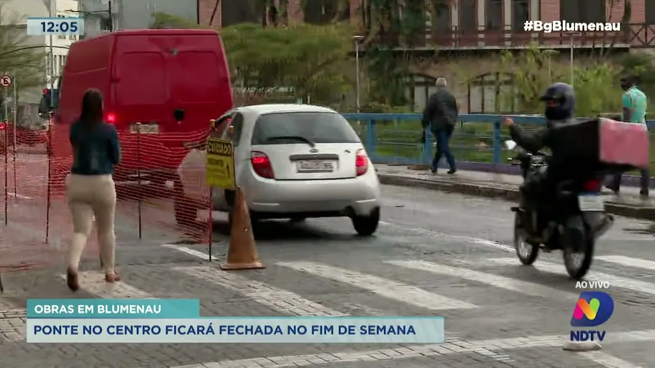Ponte no Centro de Blumenau ficará fechada no fim de semana