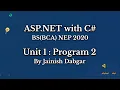 ASP NET U-1 Practical 2 Panels LinkButtons Password BCA Sem 4 NEP 2020 By Jainish Dabgar