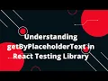 React Testing Library Tutorial Testing React Inputs Made Easy Using getByPlaceholderText