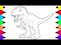 Learn Colors For Kids with Dinosaur T Rex Coloring Pages For Kids - Drawing For Kids