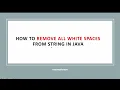 Write a java program to Remove All White Spaces from String In Java