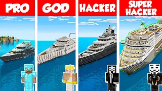 Download Minecraft PRO vs GOD vs HACKER: MODERN SHIP HOUSE - YACHT BUILD CHALLENGE in Minecraft / Animation MP3