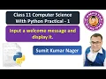 Input a welcome message and display it Class 11 Computer Science with Python Practical 1 Hindi