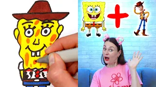 How to Draw SpongeBob Toy Story 5 Lilypad vs Mr. Potato Head vs Woody vs Little Green vs Buzz