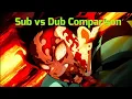 Demon Slayer - Tanjiro Awakens his Demon Slayer Mark Sub vs Dub Comparison