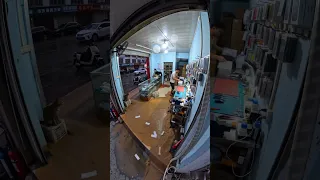 Eart uake Hits a Animal Shed on Security Camera aE with Raw Structural Rumble