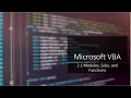 Microsoft VBA 2 1 - Modules Sub Procedures and Functions