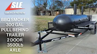 BBQ Smoker 300 Gallon Pull Behind Trailer 2 Door Smoker Charcoal Grill Review