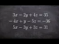 Solve a system with three variables