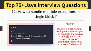 Top 75 Java Interview Questions - How to Handle Multiple Exceptions in a Single catch Block in Java