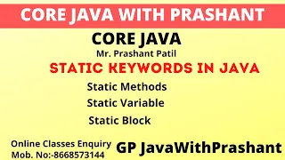 Java Tutorial Static Variables in Java Hindi Static Keyword in GP Java With Prashant