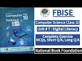 Class 10 Computer Science Unit 7 Digital Literacy Exercise New Syllabus 2025