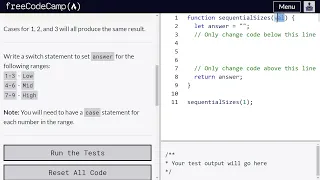 Multiple Identical Options in Switch Statements - freeCodeCamp 78 Basic JavaScript