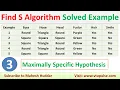 3 Find S Algorithm Solved Numerical Example to find Maximally Specific Hypothesis by Mahesh Huddar