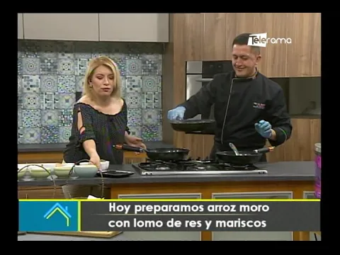 Hoy preparamos arroz moro con lomo de res y mariscos