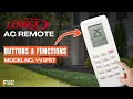 Lennox AC Remote Buttons Functions Model No YV1FB7 Heat Pump Remote Guide