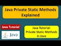 Private Static Methods in Java Java private static method Java Tutorial