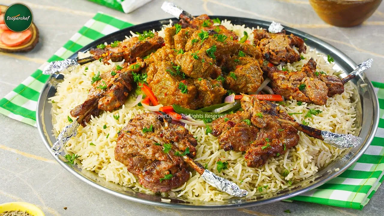 Mutton Rice Platter Recipe by SooperChef   Bakra Eid Recipes