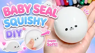 Baby Seal Squishy DIY with Nano Tape and Clay🦭 실리콘테이프로 아기하프물범 말랑이 만들기🤍