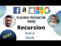 Sort a stack Recursion 5 Placement Preparation Series Easy C GFG