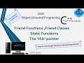 C Friend Functions Friend Classes Static Function This pointer OOP C Language