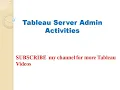 Tableau Server Admin Activities