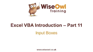 Excel VBA Introduction Part 11 1 - Input Boxes