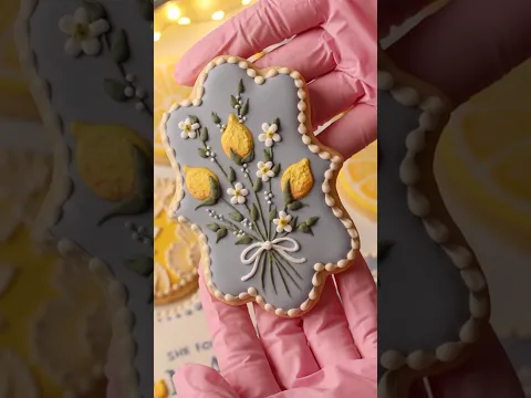 🍋Piping lemons with royal icing for a lemon bouquet cookie 💕 #decoratedcookies # #royalicing