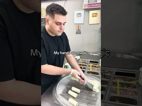 Making rolled ice cream for the first time since I got fired