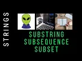 Substring Subsequence Subset Strings Byte-Size Coding