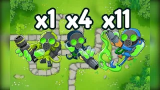 Btd6 1x Bloon Solver vs 4x Bloon Liqueifiers vs x11 Bloon Dissolvers