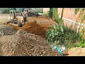 Download Lagu Mix! Huge land filling operation, Fast skills Dozer push stone filling land in corner fence, Dumper