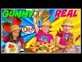 Download Lagu GUMMY FOOD Vs REAL FOOD Challenge!  Kids FUN Gummy Candy Challenge