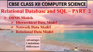 DBMS Models Relational Database and SQL Part 2 CBSE Class 12 Computer Science