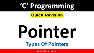 Pointer Types Of Pointers Null pointer Void Pointer Function Pointer Constant Pointer