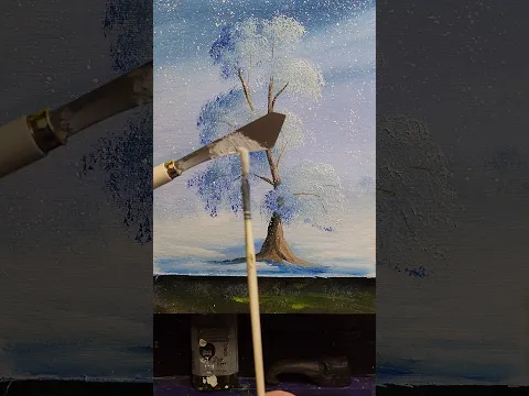 Paint a snow storm Bob Ross Palette Knife Fan Brush #bobross #shorts